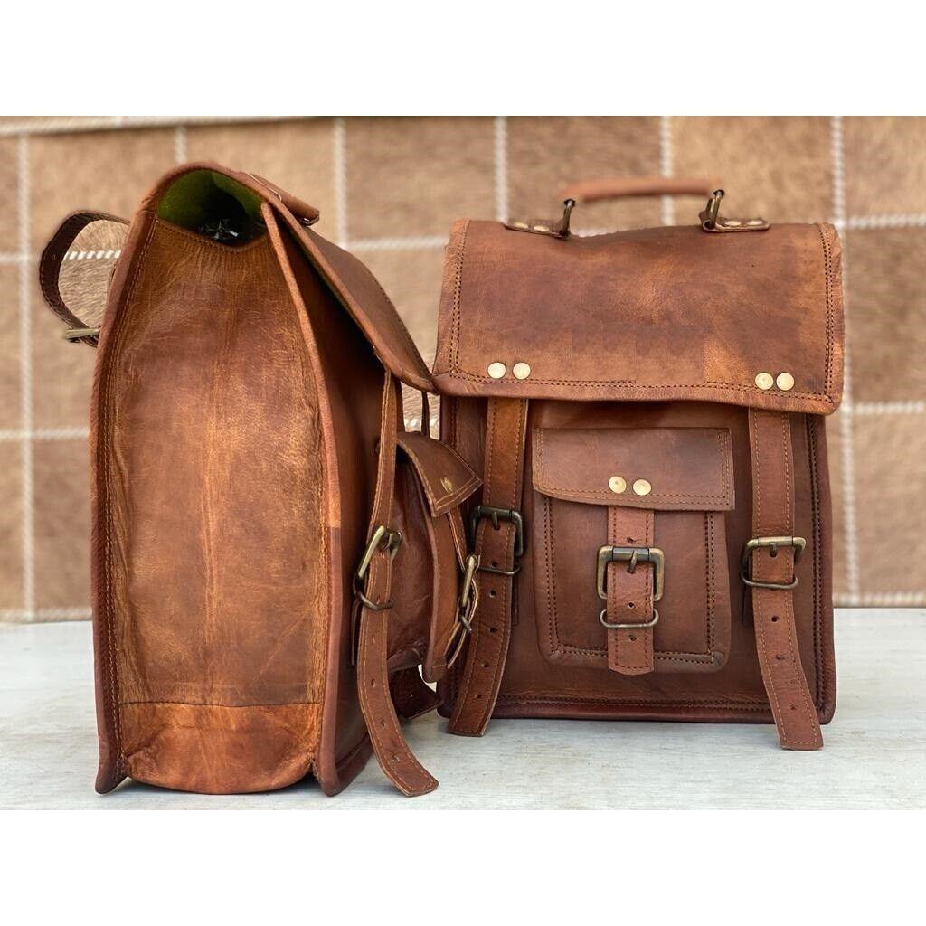 1 Pair Motorcycle Side Bags Tool Storage Luggage Saddlebags Leather Vertical Bag