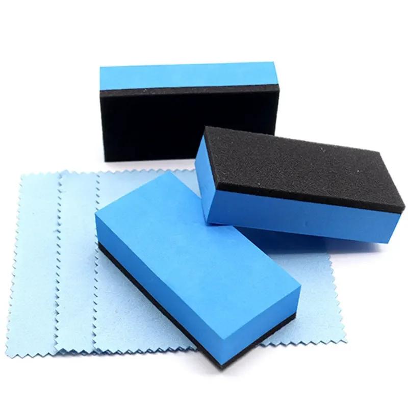 5/30PCS Car Ceramic Coating Sponge Applicator Glass Nano Wax Coat Sponges Blue Square Sponge and Cloth Car Cleaning Brush