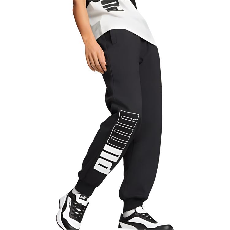 Puma Basic Series Comfortable Soft Logo Letter Print Knitted Sports Pants Women Pants Black 680273-01