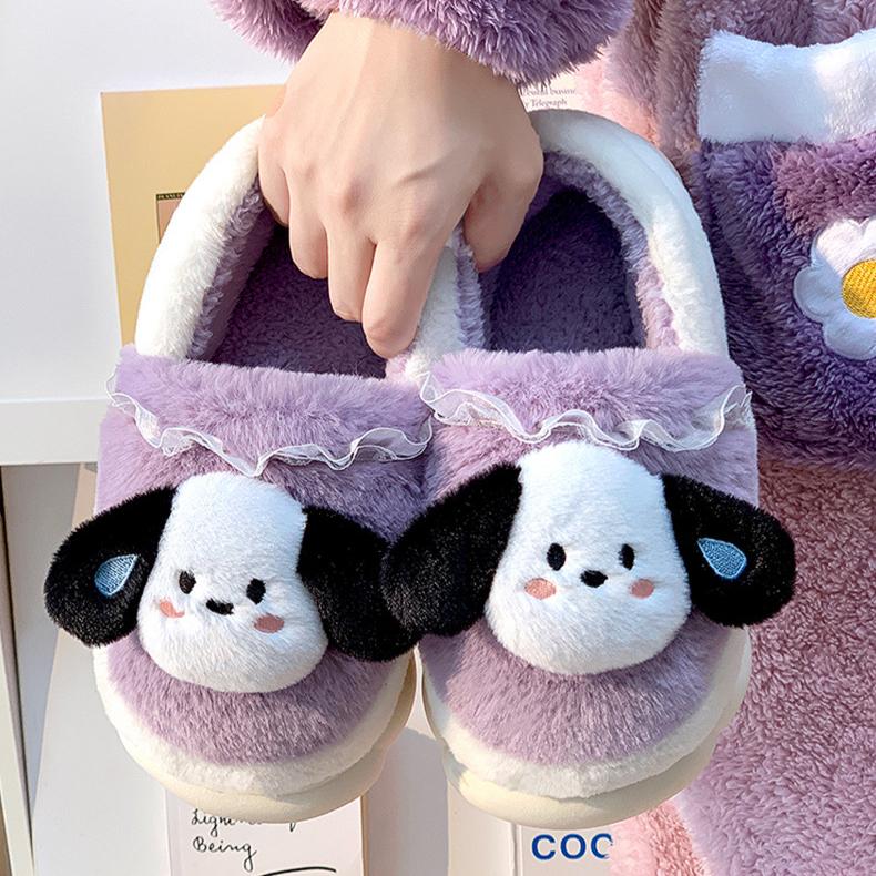 Chinelos de algodão para mulheres no inverno com solas grossas e isolamento antiderrapante para uso doméstico