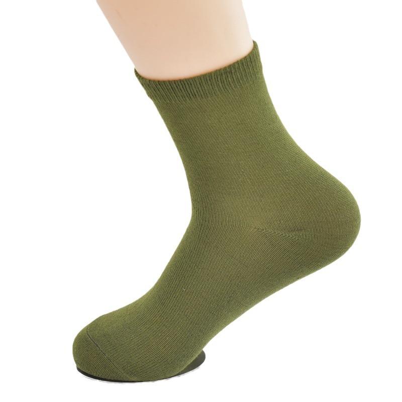 10 Pairs of Middle-aged and Elderly Men's Autumn and Winter Sweat-absorbing Military Green Sturdy and Wear-resistant Mid-leg Socks