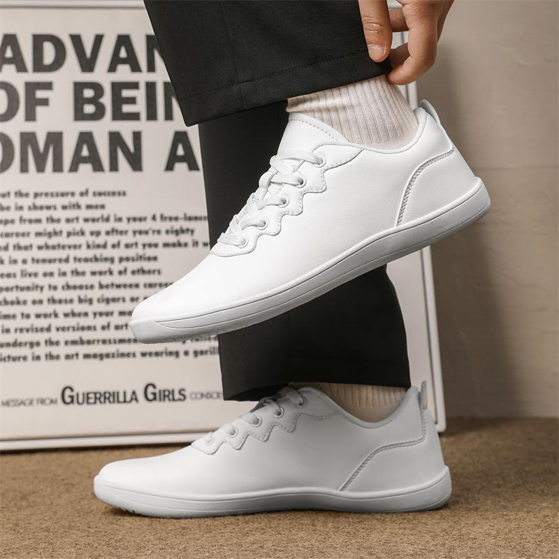 Wide Toe Walking Flats Fashion Business Casual Shoes Waterproof PU Leather Gym Fitness Sneakers