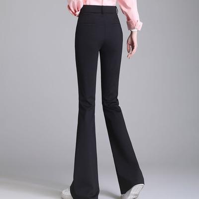 Schwarze Fleece Micro-Flare Hose Kinder Winter Hochtailliert Dünne Anzughose