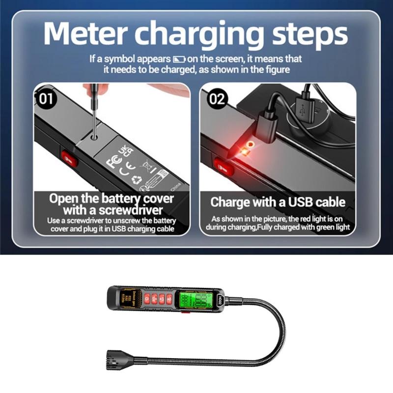 Lightweight High Precise Refrigeration Leak Detector With Rechargeable Battery Realtime Alarm For HVAC Automotive Systems