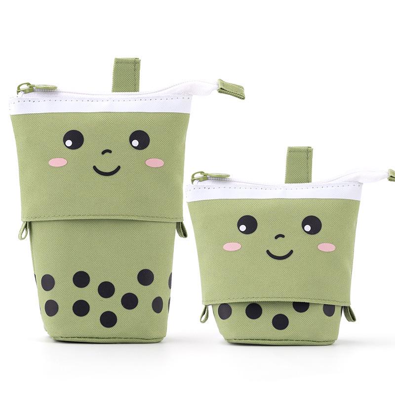 Japanese-Style Cute Milk Tea Pencil Case for Students - Multifunctional, Large Capacity Stationery Bag