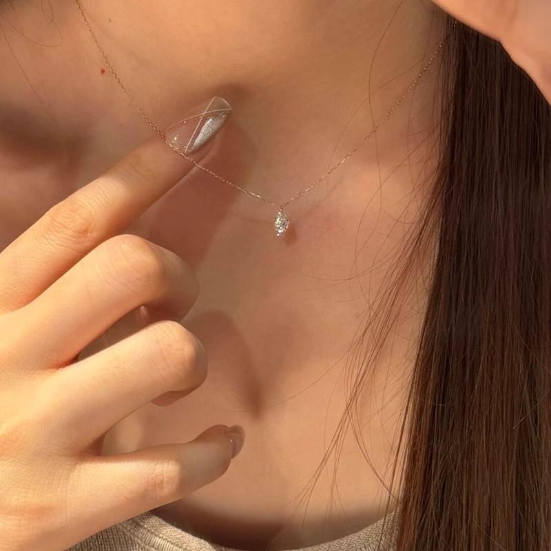 14K Gold Plated Shiny Water Drop Zircon Clavicle Chain for Women Fashion Exquisite Ins Daily Matching Chain Necklace Jewelry
