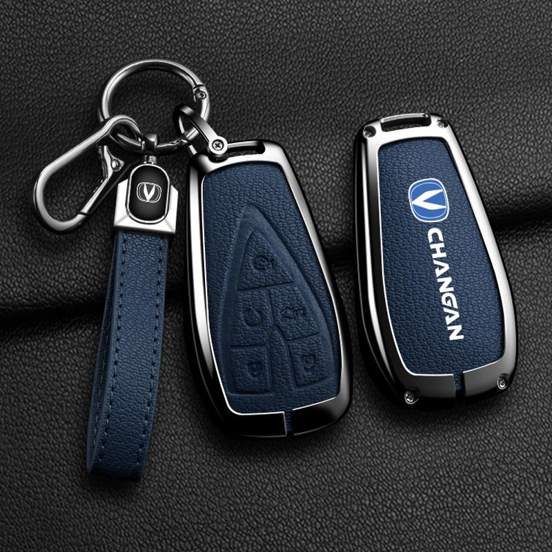 New Zinc Alloy Genuine Leather Auto Key Fob Cover Case Fit For Changan Unit Unik Cs35Plus Cs55 Plus Cs75 Plus Oshan X7 X5 Auto Automotive Auto