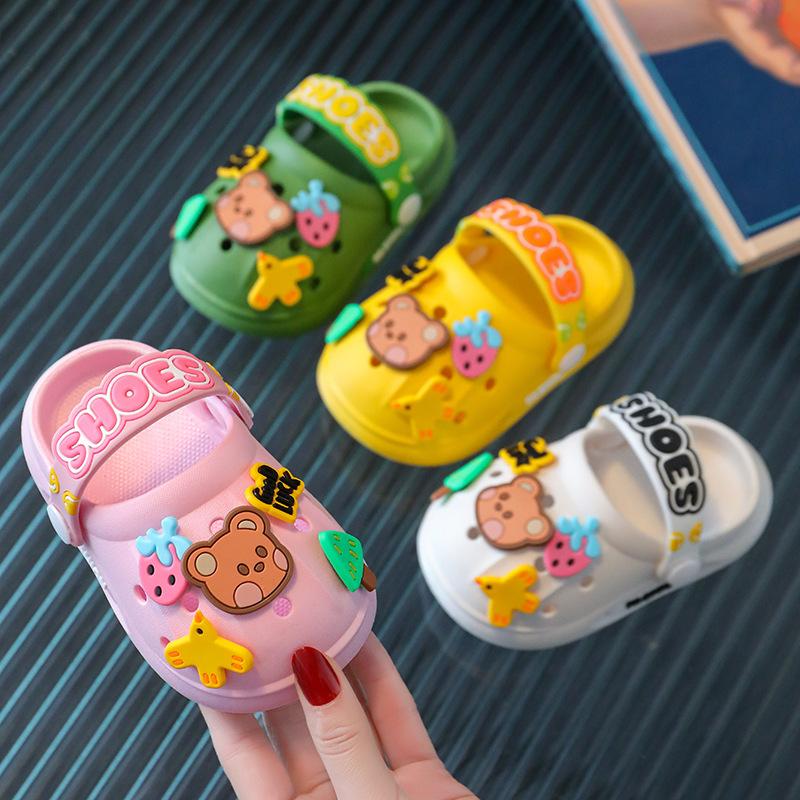 Children's Slippers Summer Girls Baby Indoor Soft Sole Non-Slip Cartoon Cute Sandals Boys Beach Hole Sandals
