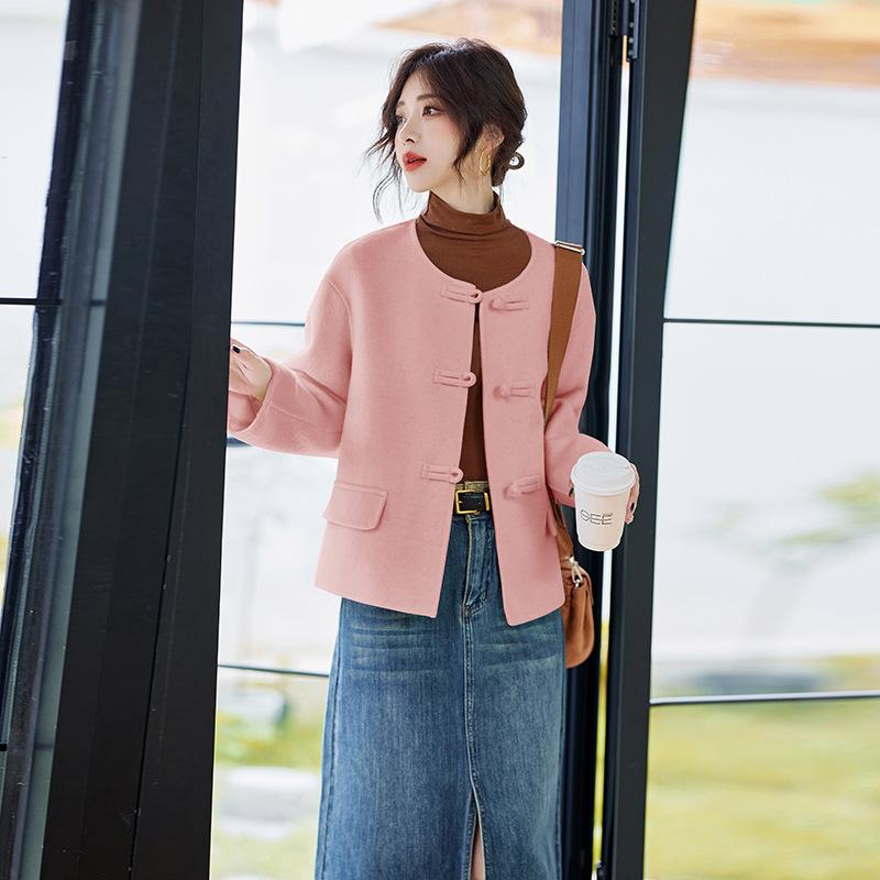 #Double-sided wool coat women's autumn and winter short button-up top wool coat