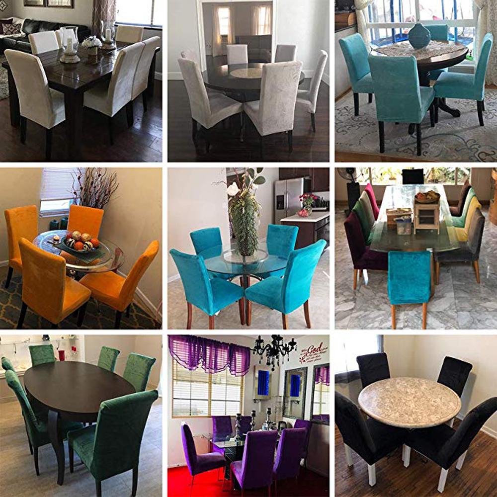 Airldianer Chair Cover Velvet Stretch Dining Slipcovers Solid Color Spandex Plush Chair Covers Protector For Home Dining Room