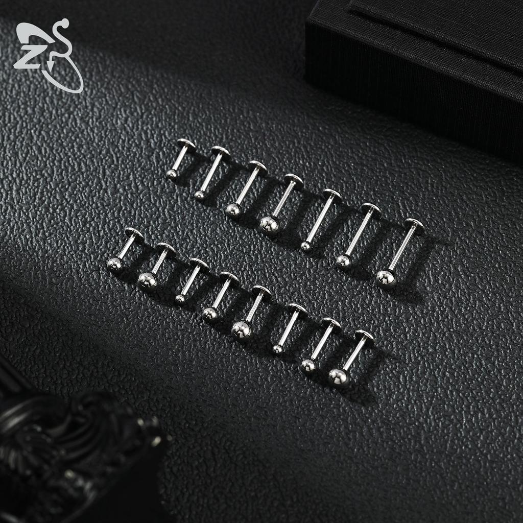 ZS 6 Pcs/lot Internal Thread 16G/18G Stainless Steel Labret Lip Piercing Men Ball Flat Back Earrings Cartilage Helix Piercings