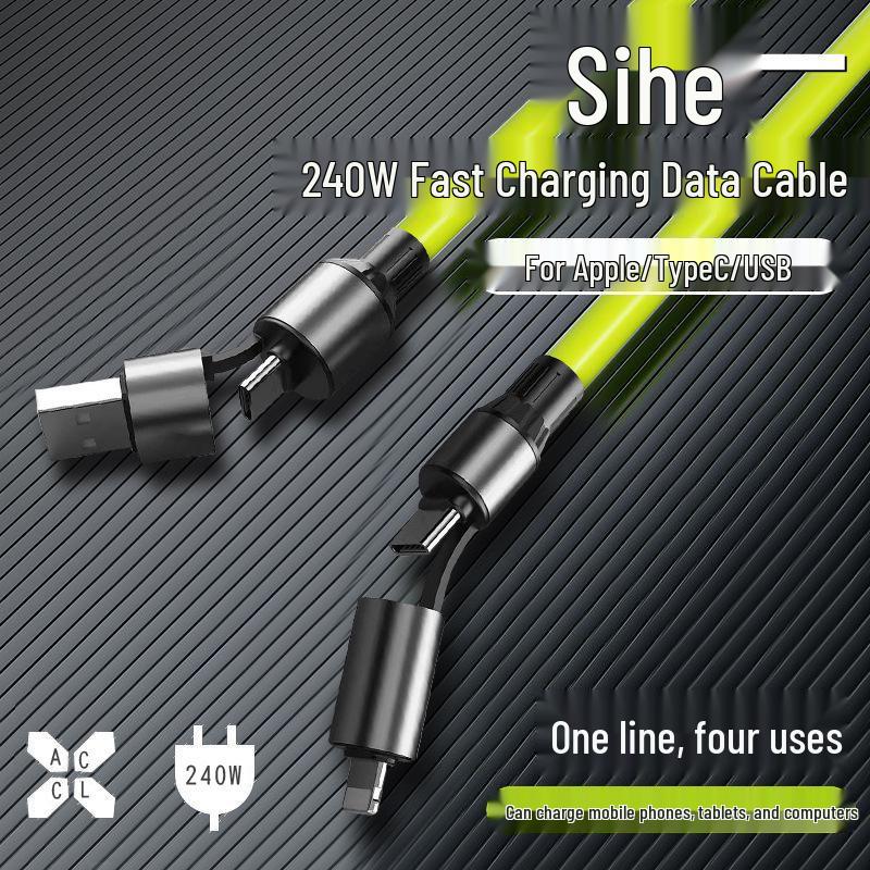 High-Speed Silicone Multi-Function TYPE-C Charging Cable for Apple & Huawei Devices