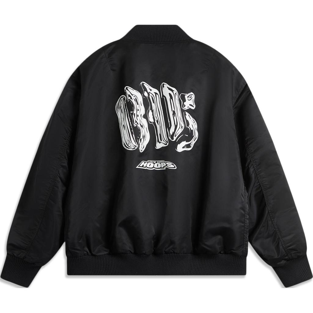 Li Ning Anti-Five Series Comfortable Casual Letter Print Loose Simple Cotton Jacket Men Jacket Black AJMU177-1