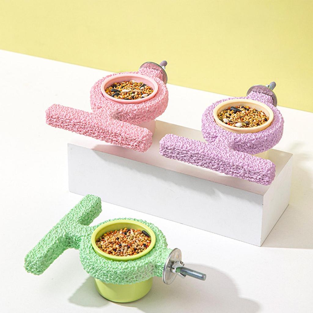 Bird Cage Feeder Bird Bowl Cage Feeder With Perch Cockatoo Food Bowl For Conure Parakeet Cockatoo Canary Cockatiel