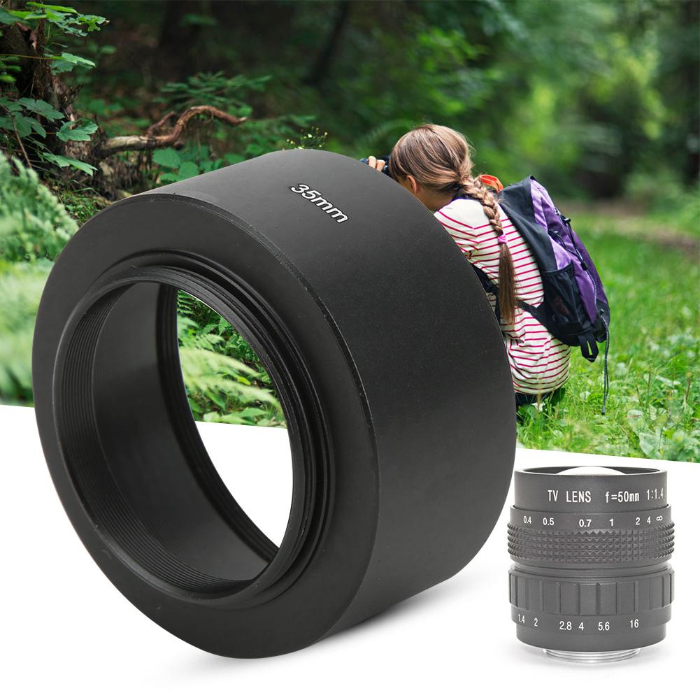 Metal Aluminium Alloy Lens Hood for 35mm F1.7 50mm F1.4 Digital Camera CCTV LensBlack