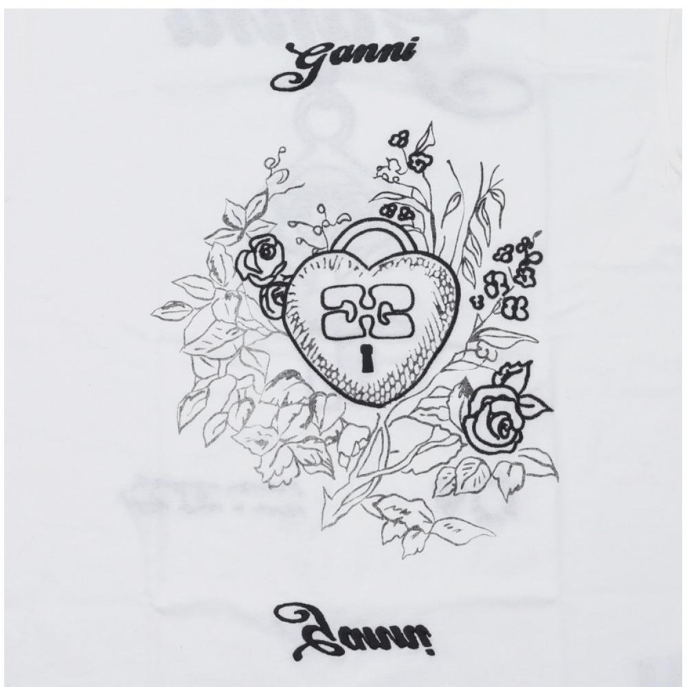 Ganni Graphic Logo Recut Heavy Women S Long Sleeve Tee T4139