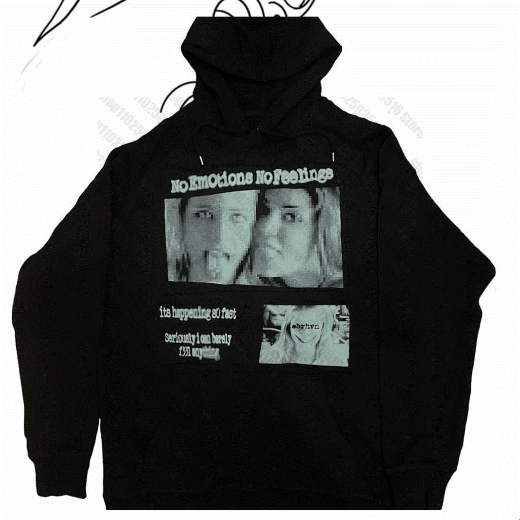 High street punk printed graphs retro street zipper oversized hoodie men's y2k rock personality loose sports hoodie couple tops