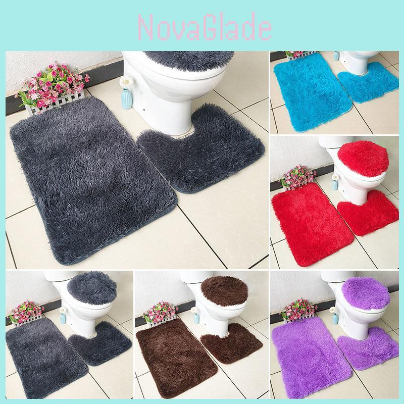 Luxurious 3 Piece Faux Shaggy Soft Bathroom Set With Anti-slip Design For Safety