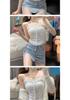 Lace Camisole: Backless, Hollow, Pleated, Elastic, Mid-Length, Strapless Bandeau for Women's Inner & Outer Wear.