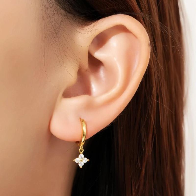 Stainless Steel Double Layer Zircon Hoop Earrings for Women Girls Elegant Punk Earring Stud Style Party Fashion Jewelry Gifts