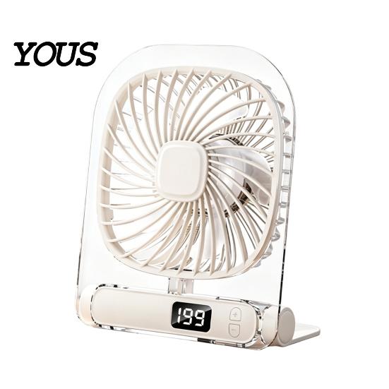 High-speed Fan Cartoon USB Desk Fan, 199 Speed Smart Portable Cooling Long-distance Airflow with Digital Display, Rechargeable Small Personal