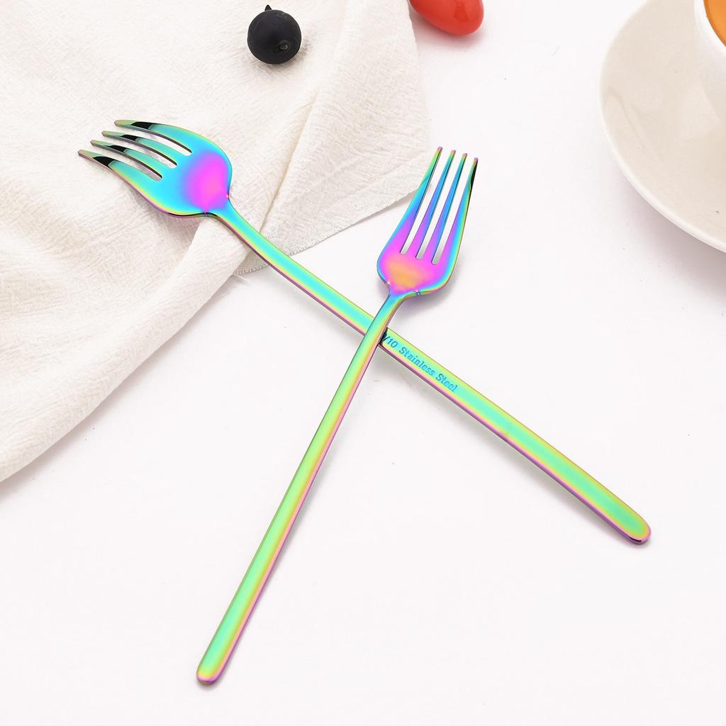 Rainbow 18/10 Stainless Steel Dinnerware Set Kitchen Flatware Tableware Sets Knife Fork Spoon Tea Spoon Cutlery Set Service for 6