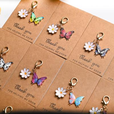 1-20PCS Cute Colorful Butterfly Daisy Keychain Drop Oil Handmade Gift for Thanksgiving Friendship Appreciation Keepsake