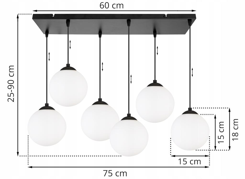 CEILING HANGING LAMP STRIP BALL BLACK LED 15cm