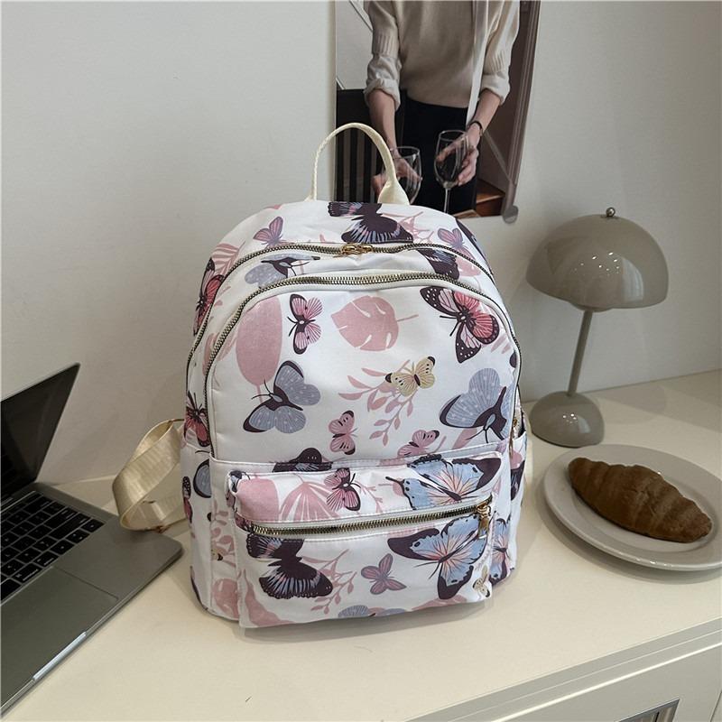 Beautiful butterfly printing casual large-capacity student schoolbag going out for leisure commuting versatile backpack backpack