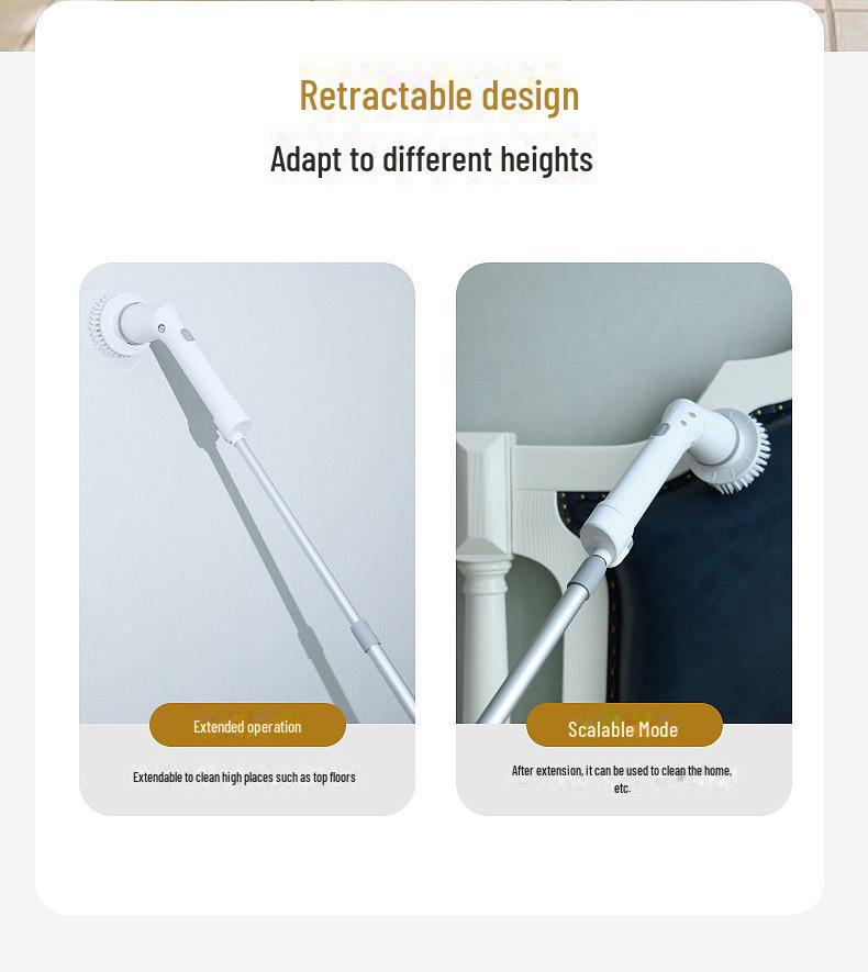 New Telescopic Electric Cleaning Brush: Long-Handle, No-Bend, Rotating Mop for Easy Cross-Border Cleaning