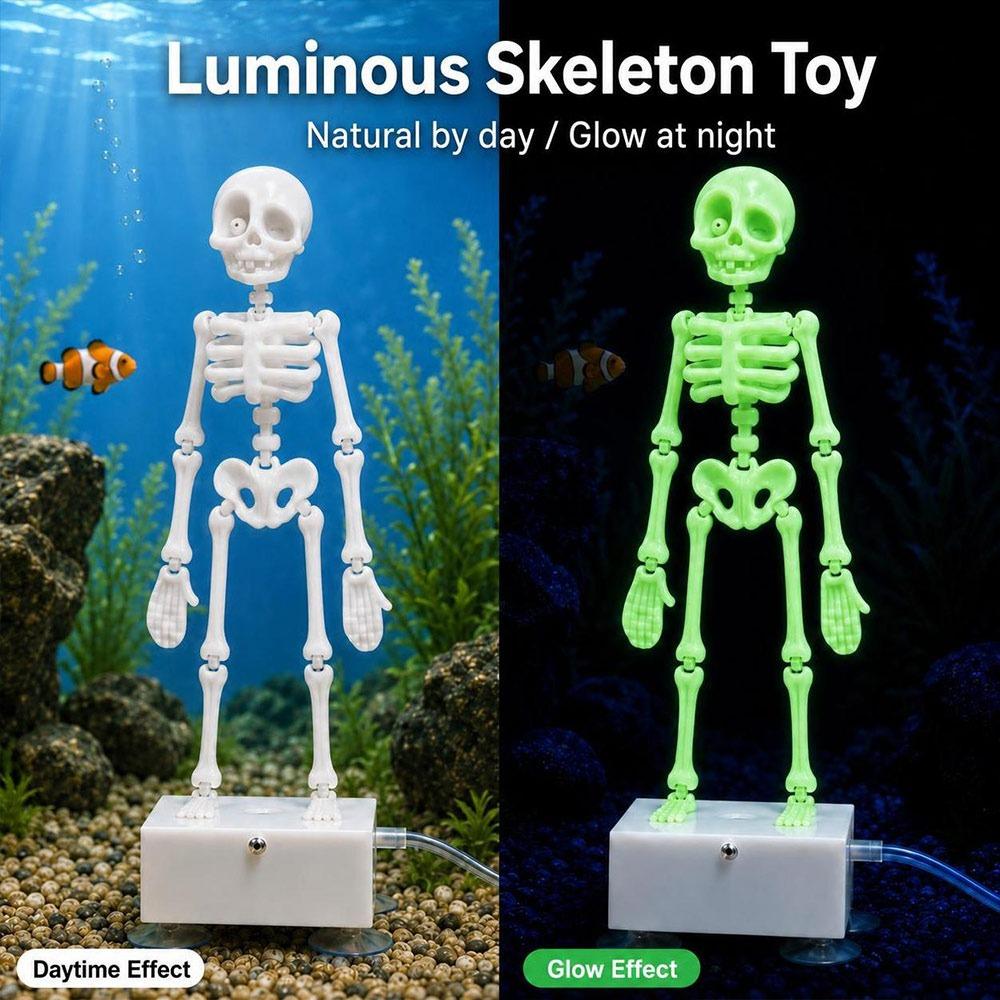 Bubble Activated Aquarium Skeleton Ornament Luminous Skeleton Air Stone Fish Tank Decoration