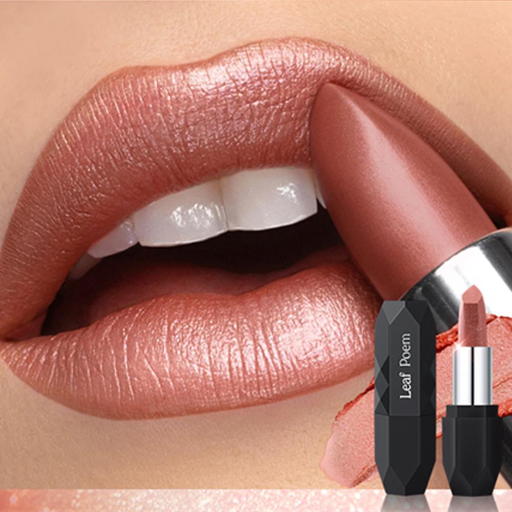 Parelmoer Lippenstift Langhoudend Waterdicht Roze Rosey Metaal Diamant Lipstick Creëer Zijdezacht Charmant Volle Gedurfde Lip Make-up