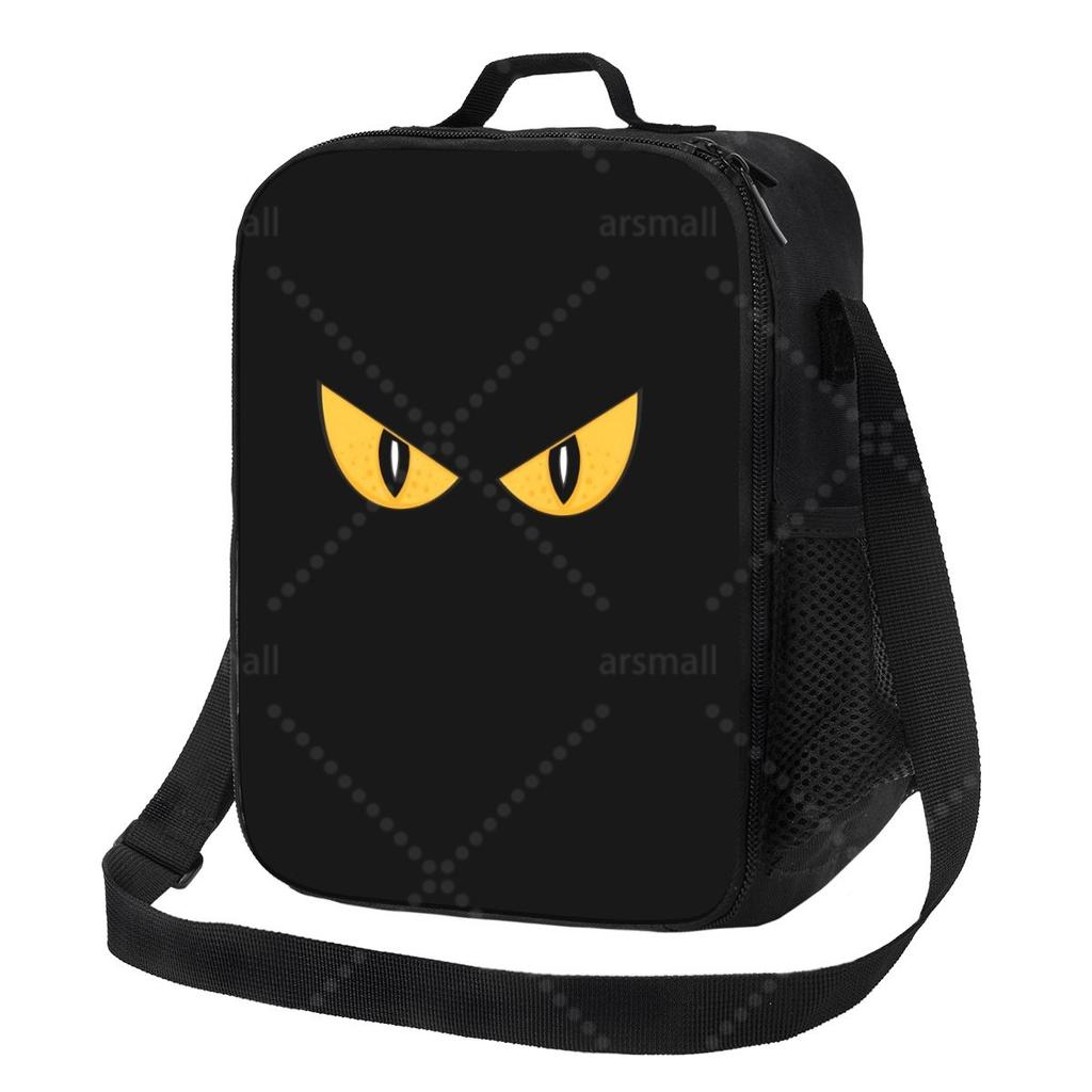Evil Yellow Eyes Lunch Bag with Adjustable Shoulder Strap Reusable Thermal Bento Tote for Work Picnic Beach