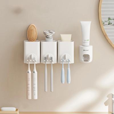 Toothpaste Dispenser Dust-proof Toothbrush Holder Wall Mount Stand Toothpaste Squeezer Bathroom Accessories Set
