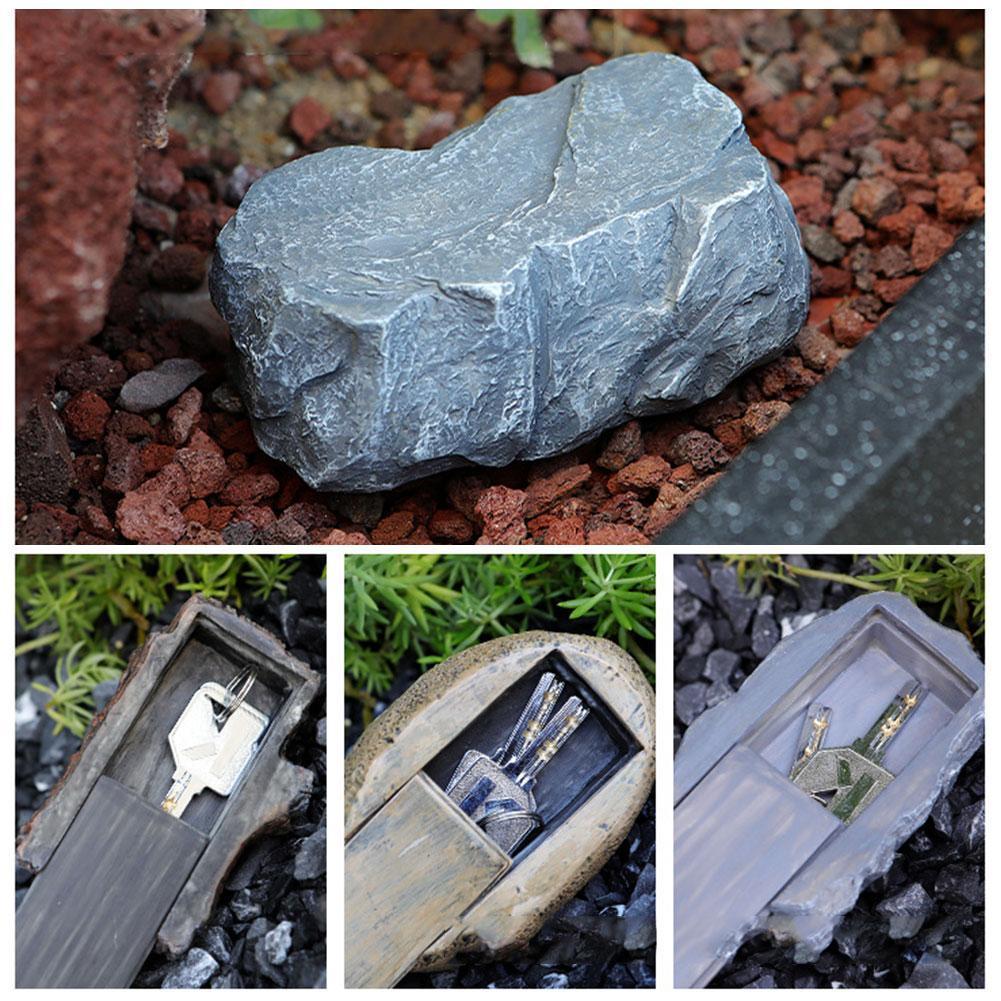 Outdoor Garden Key Safe Box Discreet Key Storage Rock Safety Ornament Stone Artificial Stone Hide Keys In Resin J7F8