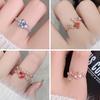 Korean New Exquisite Crystal Temperament Ring Sweet French Elegant Flower Opening Ring Female Jewelry