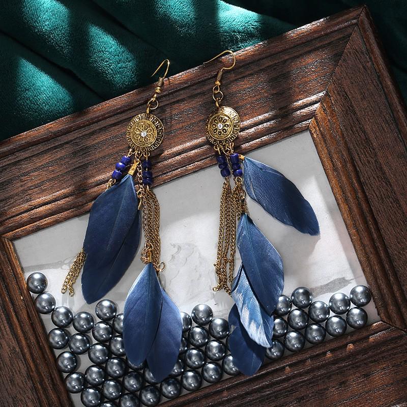 Kolczyki Boho z Piórami i Frędzlami - Eleganckie, Unikalne Wzornictwo dla Kobiet