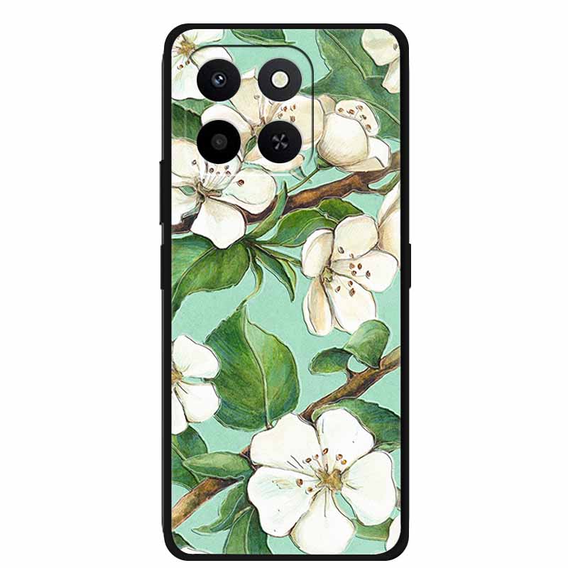 3D Case For Honor X7d 5G Case X 7 d Coque 6.77" Emboss Flowers Black Silicone Soft Back Cover For Honor X7d 4G Cases Shell Funda