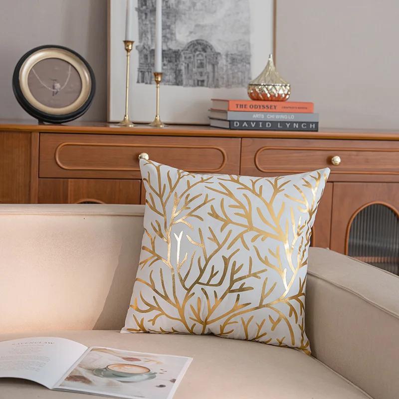 17x17in Hot Stamping Pillow Sofa Combination Geometric Plain Pillow Cover Multicolor Cross-border Ins Dutch Velvet Cushion Cover