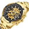 Top Luxury Brand Automatic Mechanical Men's Watch Golden Stainless Steel Skeleton Sport Watch for Men Gifts Relogio Masculino