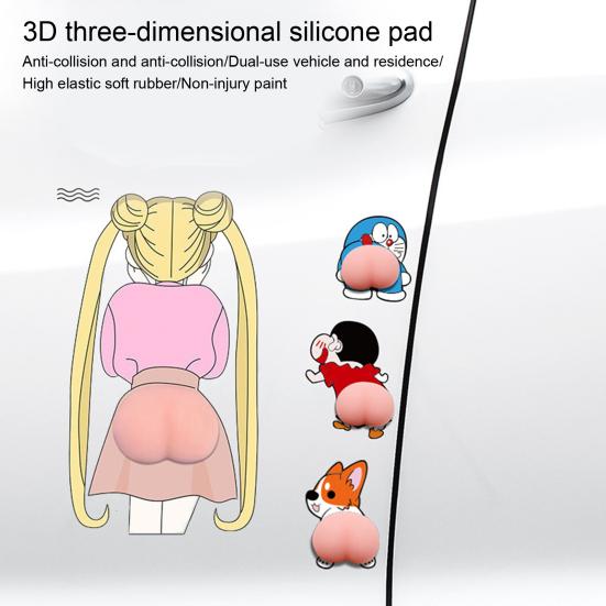 

Yousheng 10 Pairs Anti Collision Sticker 3D Three-dimensional Cartoon Silicone Car Door Dog Butt Bumper Decal Home Supplies