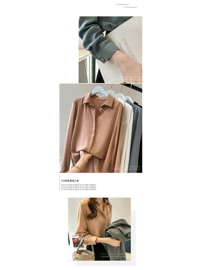 2025 Spring All-Match Korean Chiffon Women's Long Sleeve White Shirt - Loose Fit, Large Size