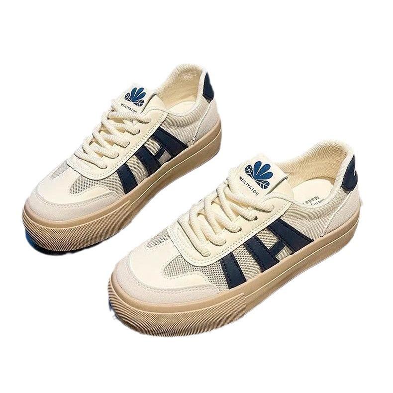 Soft sole thick baseplate shoes women's 2025 new summer versatile sports mesh breathable white shoes student board shoes net shoes