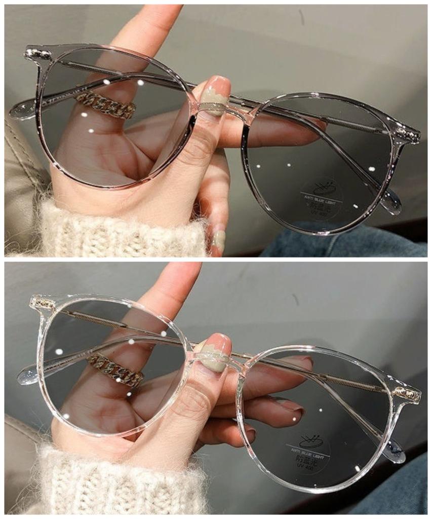 Pochromic Anti Radiation Glasses for Women Men Oval  Frame Eyeglass Frame Anti Blue Light Eyeglasses