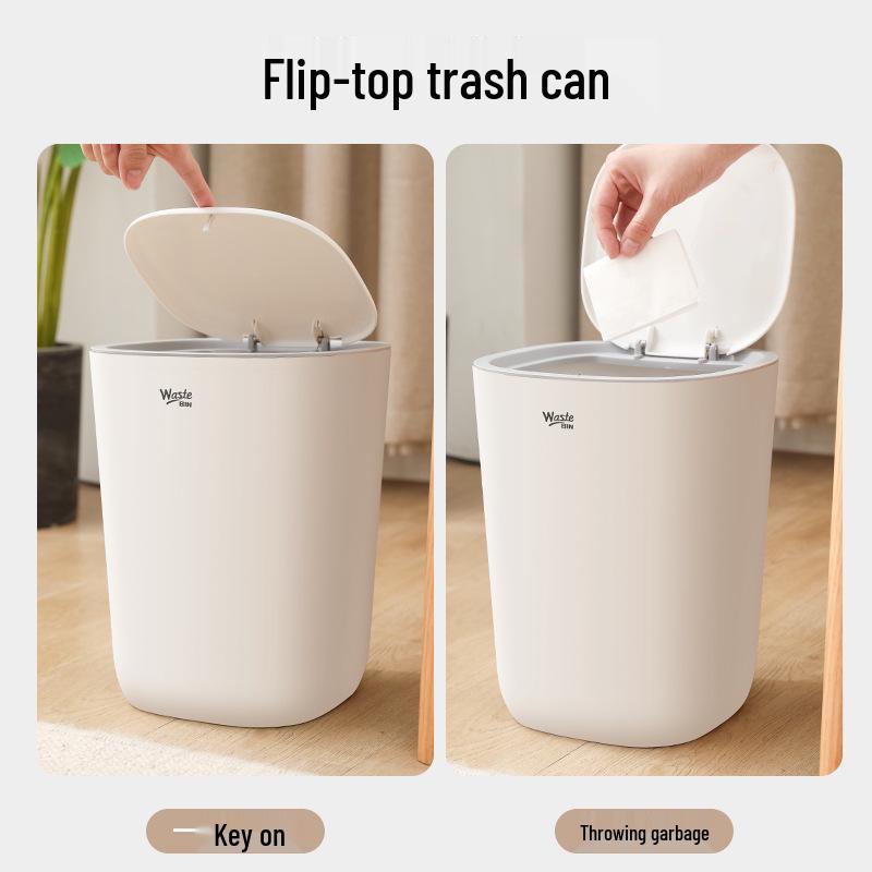 Press-Type Large Capacity Trash Can for Home - Bedroom, Living Room, Kitchen, Bathroom