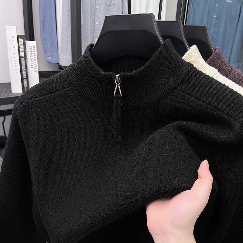 Men s High-Quality Lyocell Knit Half-Collar Zipper Sweater - Autumn/Winter 2025 Warm Thick Base Layer. XL