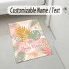 Tropical Leaves Theme Soft Crystal Velvet Rug Custom Name & Text Print Non Slip Floor Rug for Bedroom Living Room