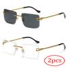 2pcs Retro Metal Twisted Legs Summer Colorful Street Sunglasses Borderless Hollow Square Edge Sunglasses