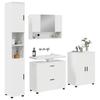 Bathroom Furniture Set 4 Pcs High Gloss White Plywood and Metal