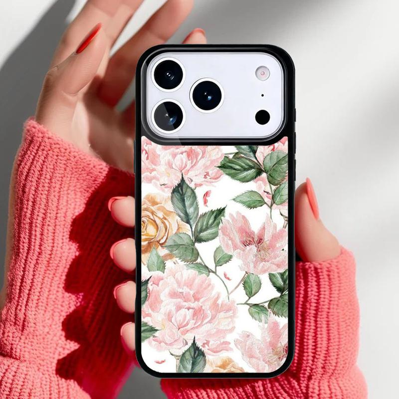 Vintage Leaves Flower Phone Case for iPhone 17 Air 16e 15 14 13 Pro Max Back Cover for 12 11 Pro Coque
